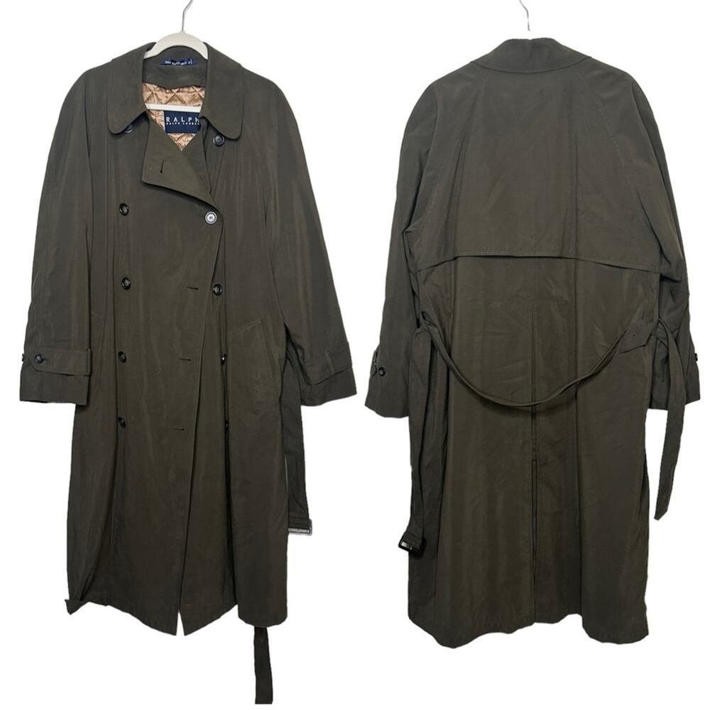 Lauren Ralph Lauren Trench Coat Jacket Wool Lined Removable Button Up Belted 40R